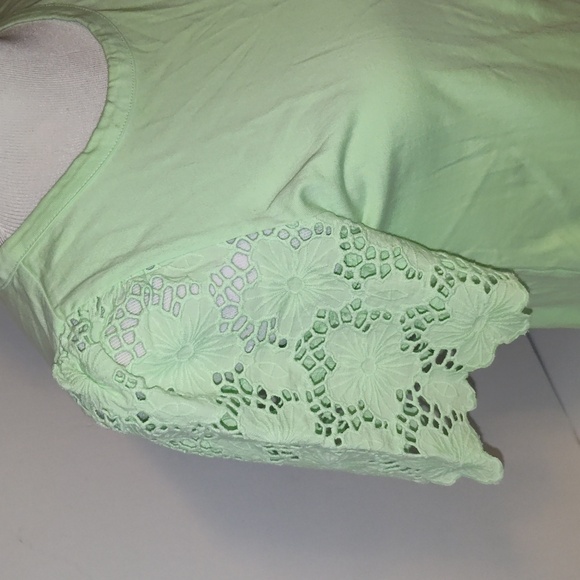Lilly Pulitzer Sebene Knit Top Cool Mint Green Large Eyelet Cotton Size Xsmall - Picture 2 of 9
